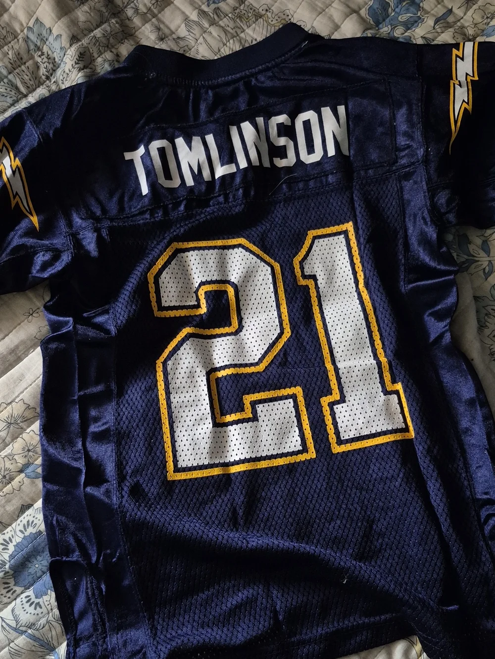 Youth NFL Navy Blue Football Jersey with White & Gold Accents